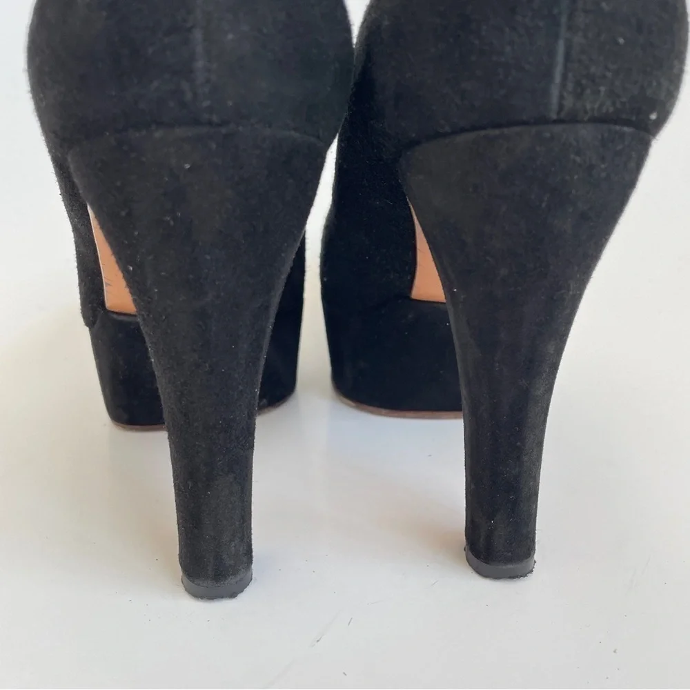 & Other Stories Black Suede Funky Unique Platform Heels Pumps Cut-out Shoes 8